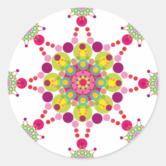 Sticker Rond Dots colorés Festin Ornament Star Festive (Devant)