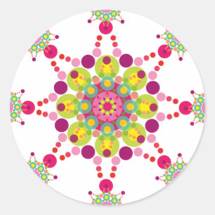 Sticker Rond Dots colorés Festin Ornament Star Festive