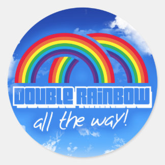 Sticker Rond Double arc-en-ciel, tout le chemin !