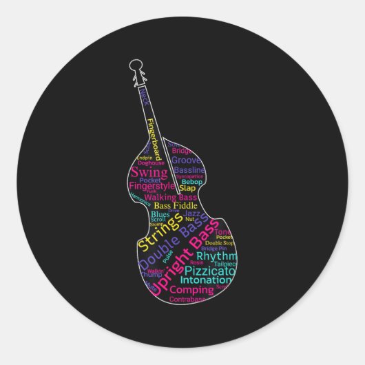 Sticker Rond Double B Upright B Jazz Bist Musician Gift (Devant)