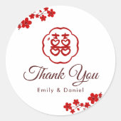 Sticker Rond Double Bonheur Elégant Mariage chinois Merci (Devant)