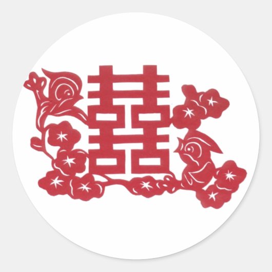 Sticker Rond Double bonheur Oiseaux (Devant)