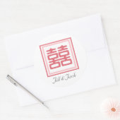 Sticker Rond Double Bonheur rose - Carré (Enveloppe)