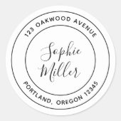 Sticker Rond Double bordure moderne Adresse de retour (Devant)
