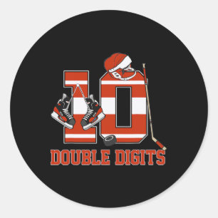 Sticker Rond Double Chiffres 10 Ans Anniversaire Hockey 10ème A