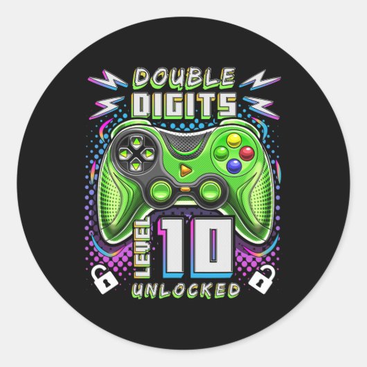 Sticker Rond Double chiffres Niveau 10 Déverrouillé Jeu vidéo 1 (Devant)