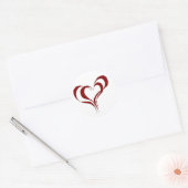 Sticker Rond Double coeur rouge (Enveloppe)