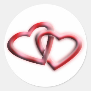Sticker Rond Double coeur Valentine's Day cadeau