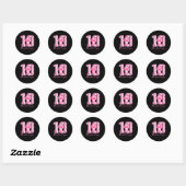 Sticker Rond Double Digits 10th Birthday Girl Nk Coquette Bow 1 (Feuille)