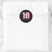Sticker Rond Double Digits 10th Birthday Girl Nk Coquette Bow 1 (Sac)