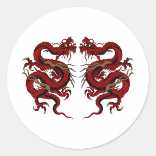 Sticker Rond Double dragon