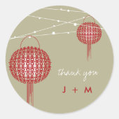 Sticker Rond Double Happiness Lanternes Mariage chinois Faveur (Devant)