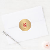 Sticker Rond Double Happiness Mariage Chinois (Enveloppe)
