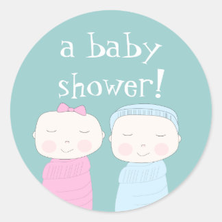 Sticker Rond Double la joie ! Baby shower jumeau