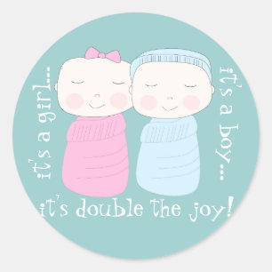 Sticker Rond Double la joie ! Twin Girl & Boy