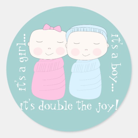 Sticker Rond Double la joie ! Twin Girl & Boy (Devant)