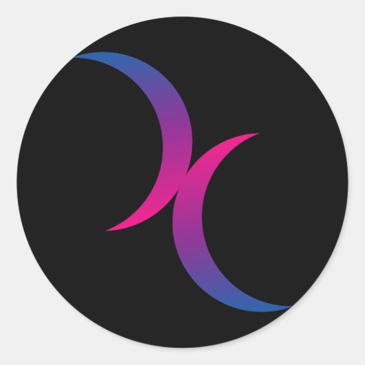 Sticker Rond Double lune bisexuelle (Devant)