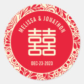 Sticker Rond Double Mariage chinois personnalisé (Devant)