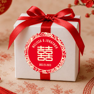 Sticker Rond Double Mariage chinois personnalisé