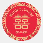 Sticker Rond Double Mariage chinois personnalisé (Devant)