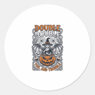 Sticker Rond Double peine Malheur Sorcière Citrouille Halloween
