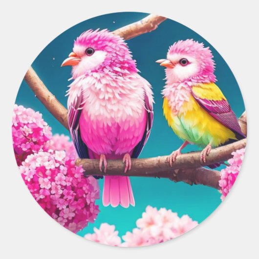 Sticker Rond Double problème en rose (Devant)