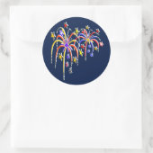 Sticker Rond Double rouge blanc et bleu Feu d'artifice sur bleu (Sac)