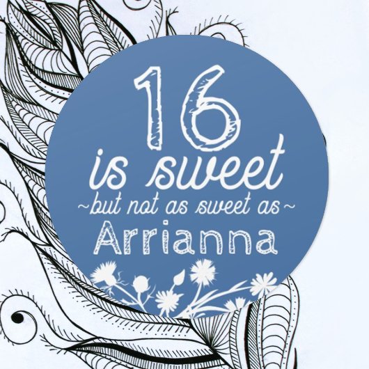 Sticker Rond Douce 16 Fleurs Bleues, Blanches