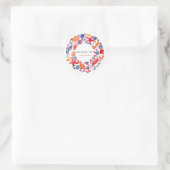 Sticker Rond Douce aquarelle Plage Wreath Custom (Sac)