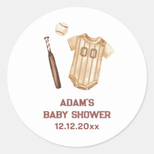 Sticker Rond Douce Baby Shower Bohème Neutre Petit Slugger Base