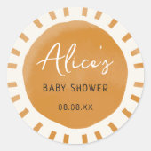 Sticker Rond Douce Baby Shower Bohème Soleil (Devant)