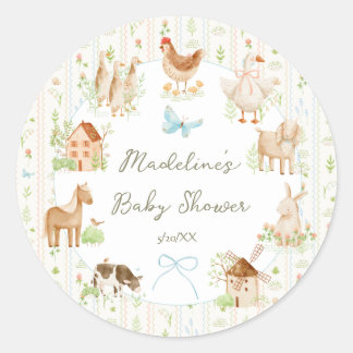Sticker Rond Douce Baby Shower de Ferme Grandmillénaire Peinte 