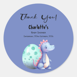 Sticker Rond Douce Baby Shower Dinosaure Aquarelle
