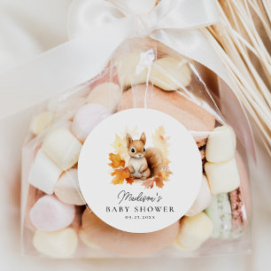 Sticker Rond Douce Baby Shower Fête de Naissance Thème Forêt Au