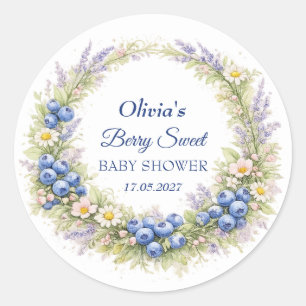 Sticker Rond Douce Baby Shower Fille Garçon Bleuet