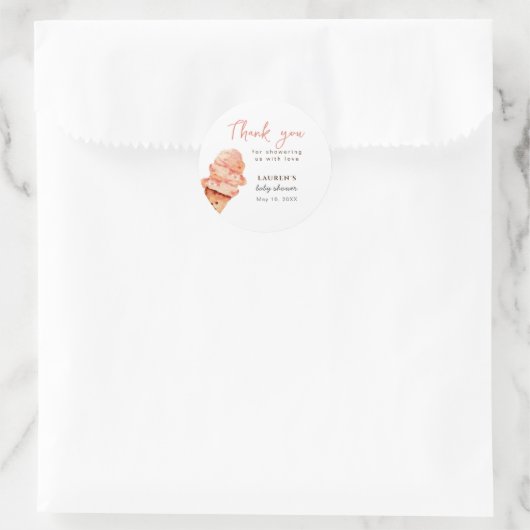 Sticker Rond Douce Baby shower glace (Sac)