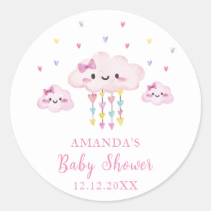 Sticker Rond Douce Baby Shower Goutte de Pluie Colorée 