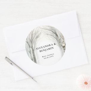 Sticker Rond Douce Baby Shower Mixte Animaux de la Forêt de Boi
