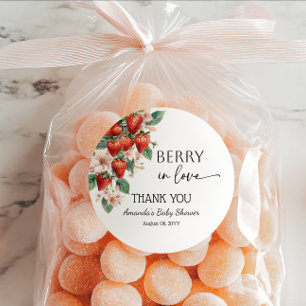 Sticker Rond Douce Baie en Amour Fête de Mariage de la Fraise