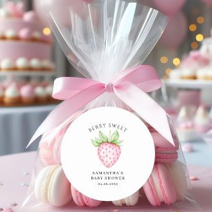 Sticker Rond Douce Baie Rose Fête Prénatale Aquarelle Bébé