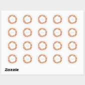 Sticker Rond Douce Bohème Orange Floral Fête de Mariage Personn (Feuille)