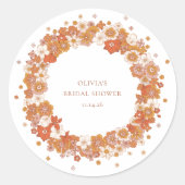 Sticker Rond Douce Bohème Orange Floral Fête de Mariage Personn (Devant)