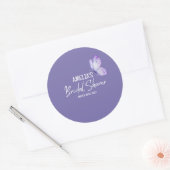 Sticker Rond Douce eau-forte florale papillon violet douche de  (Enveloppe)