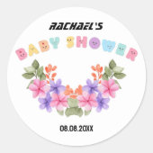 Sticker Rond Douce Fête de Bébé Fille Fleur Rose (Devant)