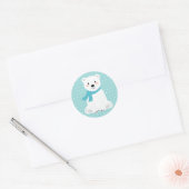 Sticker Rond Douce Fête de Bébé Ours Polaire Sarcelle Aqua Turq (Enveloppe)
