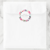 Sticker Rond Douce Fête de Mariage Florale Aquarelle Bohème Col (Sac)