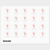 Sticker Rond Douce Fête de Mariage Florale Aquarelle Rose (Feuille)