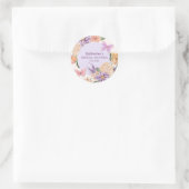 Sticker Rond Douce Fête de Mariage Florale avec Papillons (Sac)