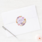 Sticker Rond Douce Fête de Mariage Florale avec Papillons (Enveloppe)
