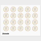 Sticker Rond Douce Fête de Mariage Personnalisée Abstrait Jaune (Feuille)